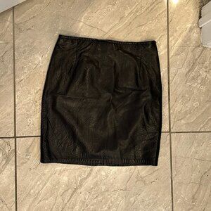 Vintage FIRENZE Santa Barbara Genuine Leather Pencil Skirt – Black – Size 6